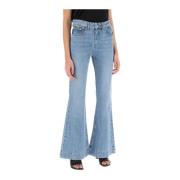 Stella McCartney Utställda jeans med Falabella kedjedetalj Blue, Dam