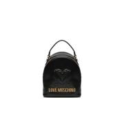 Love Moschino Svart ryggsäck med främre logotyp Black, Dam