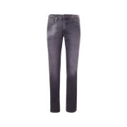 Incotex Slim Fit Grå Jeans med Logo Gray, Herr