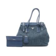 Prada Vintage Pre-owned Canvas totevskor Blue, Dam