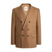 PT Torino Dubbelknäppt Beige Flanell Kasmir Blazer Brown, Herr