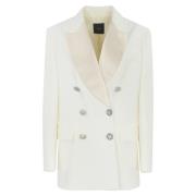 Pinko Vit Dubbelknäppt Blazer Långärmad White, Dam