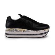 Premiata Svarta Läder Sneakers för Kvinnor Black, Dam