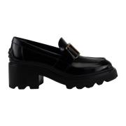 Tod's Svarta läder slip-on mockasin skor Black, Dam