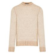 Gran Sasso Lyxig Cashmere Alpacka Stickat Beige, Herr