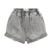 One Teaspoon Högmidjade denimshorts i ljusgrå Gray, Dam