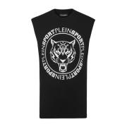 Plein Sport Svart ärmlös Carbon Tiger T-shirt Black, Herr