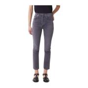 Agolde Grå High Rise Straight Leg Jeans Gray, Dam