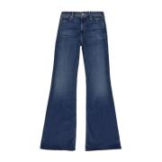 Mother Högmidjade Flare Jeans i Mörkblå Blue, Dam