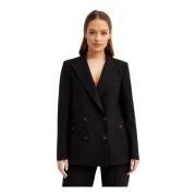 Fay Dubbelknäppt bomullsblazer Black, Dam