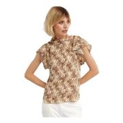 Isabel Marant Silkesblus med korta ärmar brun motiv Brown, Dam