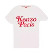 Kenzo Vit Verdy T-shirt med Rött Logotyp White, Dam