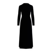 Ralph Lauren Svart Midi Sammetsklänning Black, Dam