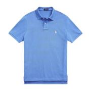 Ralph Lauren Cotton Blue Polo Shirt med Logotyp Slim Fit Blue, Herr