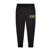 Ralph Lauren Svarta sweatpants med grön logo Black, Herr