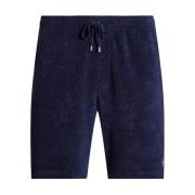 Ralph Lauren Marinblå terry shorts med logotyp Blue, Herr