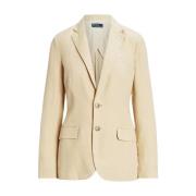 Ralph Lauren Linen Blazer Relaxed Fit Beige, Dam