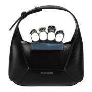 Alexander McQueen Svart Juvelerad Hobo Läder Miniväska Black, Dam