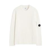 C.p. Company Rib Crew Neck Stickad Tröja White, Herr