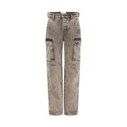 One Teaspoon Beige cargo jeans lös passform Brown, Dam