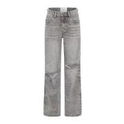 One Teaspoon Grå Wide Leg Distressed Jeans Gray, Dam