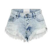 One Teaspoon Blå Låg Midja Denim Shorts Blue, Dam