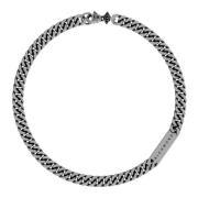 John Richmond Stål choker halsband med tag Gray, Dam