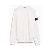 Stone Island Vit Crewneck Klassisk Design White, Herr