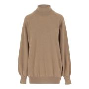 Khaite Beige Cashmere High Collar Sweater Beige, Dam