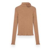 Blumarine Räfflad Turtleneck Tröja Brown, Dam