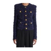 Balmain Tweed + Lurex Blå Nattjacka Blue, Dam