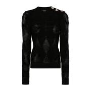 Balmain Svart Canallé Jersey Topp Black, Dam