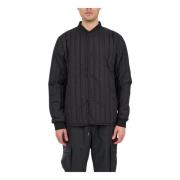 Rains Nylon Bomberjacka med Ribbstickad Kant Black, Herr