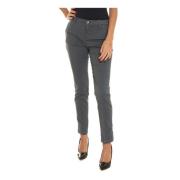 Liu Jo Straight Leg Chino Byxor med Applikation Gray, Dam