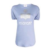 Isabel Marant Linne T-shirt med Logotyp Blue, Dam