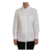 Dolce & Gabbana Vit Poplin Skjorta med Logodetaljer White, Dam