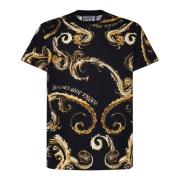 Versace Jeans Couture Barocktryck Svart Bomull T-shirt Black, Herr