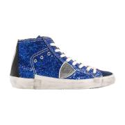 Philippe Model Blå Sneakers med Glitterdetaljer Blue, Dam