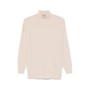 D.Exterior Diamantstickad Turtlenecktröja Beige, Dam