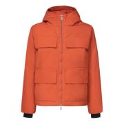 K-Way Röd Nylon Huva Jacka med Fickor Orange, Herr