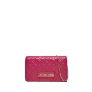 Moschino Fuchsia Axelväska med Gyllene Detaljer Pink, Dam