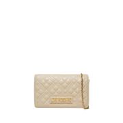 Moschino Lyxig Elfenbensfärgad Läderclutch med Justerbar Rem Beige, Da...