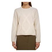 Liviana Conti Ivory Ulltröja, Präglad Crop Stil Beige, Dam