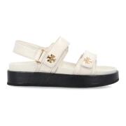 Tory Burch Ivory Stängda Platta Sandaler Kira Aw24 Beige, Dam