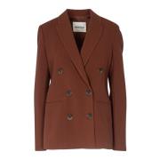 Ottod'Ame Dubbelknäppt gabardinblazer Brown, Dam