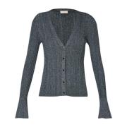 Liu Jo Räfflad Viskos Cardigan Gray, Dam