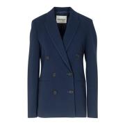 Ottod'Ame Dubbelknäppt gabardinblazer Blue, Dam