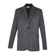 Liu Jo Elegant Pinstripe Lång Blazer Gray, Dam