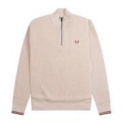 Fred Perry Herr Honeycomb Half Zip Tröja Beige, Herr