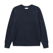 Les Deux Fleck Wool Round Neck Sweater Blue, Herr